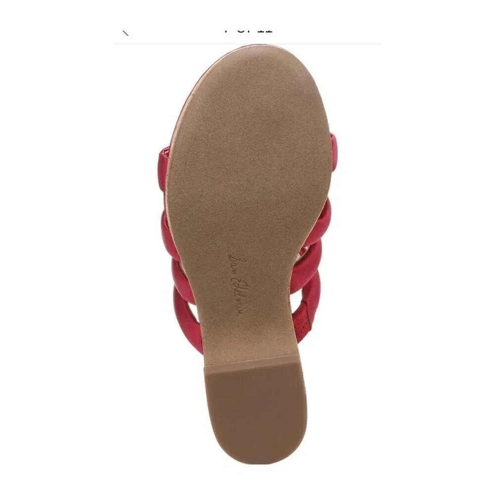 Sam Edelman Womens Red Satin Strappy Open Toe Cork Wedge Sandals Sz 9 M New